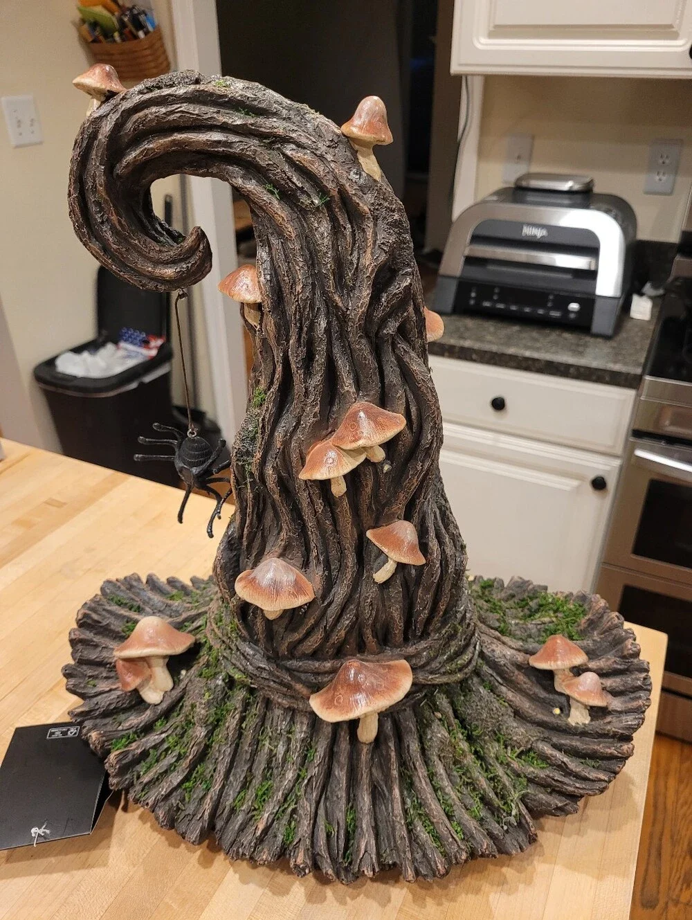 NEW Halloween Whimsical Mushroom Wood Witch Tree Hat Accent with LED Lights